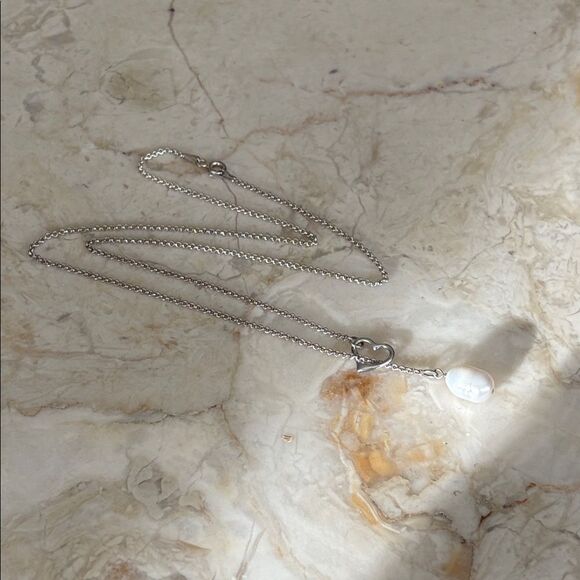 Michael Hill Sterling Silver Open Heart Pearl Lariat Necklace - Picture 2 of 8